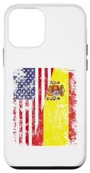 Carcasa para iPhone 12 mini Medio banderas españolas americanas | España USA envejecido vintage