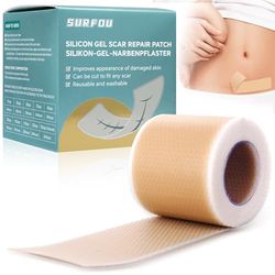 SURFOU Parches de Silicona para el Cuidado de la Piel, 4cm x 300cm Tiras Suaves y Reutilizables para Marcas Visibles, Adecuadas para Piel con Cicatrices de Cesárea o Cirugías