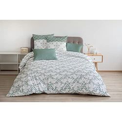 Home Linge Passion, Dekbedovertrek, 3-delig, 100% katoen, 57 draden, 2 personen, 240 x 260 cm, friesgroen (groen/wit)