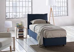 Talamo Italia - Lit simple Gemma, Lit conteneur avec revêtement en tissu, 100% Made in Italy, Ouverture frontale, convient pour matelas cm 80x200, Bleu