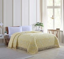 Beatrice Home Fashions Medallion - Colcha de Chenilla, tamaño Individual, Color Amarillo