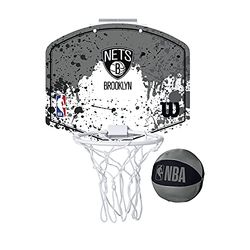 Wilson Minicanestro da Basket NBA TEAM MINI HOOP, Plastica, Bianco/Grigio (Brooklyn Nets)