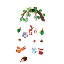 Small Foot Telemóvel animais da floresta, de madeira, cartão e feltro, para o quarto das crianças, 10116, coloridos, 66,00 x 29,00 x 29,00 cm