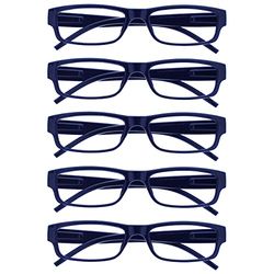 OPULIZE Occhiali Da Lettura Dark Blu Valore 5 Pacco Leggero Uomo Donna RRRRR32-3 +1,50