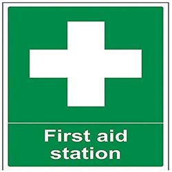 VSafety 31006BC-R "First Aid Station" First Aid General Sign, Rigid Plastic, Portret, 300 mm x 400 mm, Groen