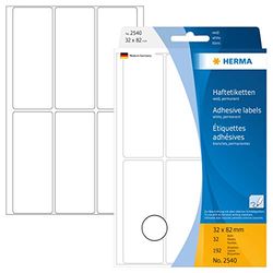 Herma 2540 - Etiquetas multiuso, 32x82 mm papel mate, 192 unidades, color blanco