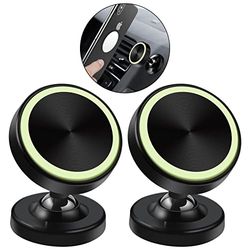 Vinabo 2 pack bärbar bilmagnethållare, magnetisk biltelefonhållare, smarttelefon bilhållare, magnetisk mobiltelefonhållare 360° rotation kompatibel för alla smartphones