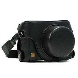 Capa de couro protetora para câmara MegaGear "Ever Ready", para Panasonic Lumix LX100/DMC-LX100 Ca cor preta, Preto, PU Leather, capa de couro para câmara