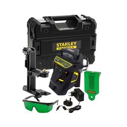 Stanley FatMax multiline laser X3 groen FMHT1-77356 (3x 360° kruislijnlaser, met groene diode, voor binnen en buiten, zelfnivellerend, IP54, incl. accessoires, oplader en opbergdoos)