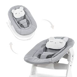 Hauck Transat Bebe Alpha Bouncer 2en1 Compatible Chaise Haute Bébé Alpha+ et Beta+, Également Balancelle, de la Naissance à 9 kg, Coussin Nouveau Né, Pastel Bear Gris