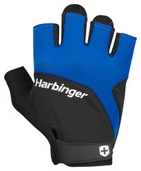 Harbinger Guantes de Levantamiento de Pesas Training Grip 2.0 – Palma Acolchada TechGel, diseño Multi-Pieza, Estiramiento 4 vías, Tiradores, Correa de muñeca – Protección Pesada, Unisex, Azul, Grande