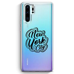 Zokko Beschermhoes voor Huawei P30 Pro New York City – zacht, transparant, zwarte inkt