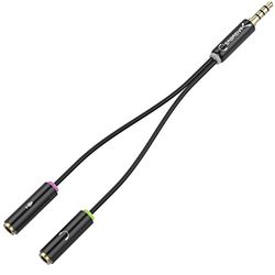 SABRENT Cabo adaptador de divisor de auriculares de 3,5 mm para auriculares com conectores separados para auriculares / microfone [CB-AUHM]