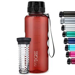 720°DGREE Water Bottle 1.5 Liter "uberBottle" +Fruit-Infuser, crystalClear - Waterfles BPA-Free, Lekvrij, Herbruikbaar - Grote XL Drinkfles Sportfles voor Gym, Fitness-Studio, Camping, Outdoor, Travel