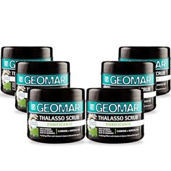 GEOMAR | Thalasso Gommage Purifiant, Avec Sel Marin, Sel d’Epsom, Huile de Moringa et extraits de Charbon et Matcha Tea, 95% d’Origine Naturelle, Made in Italy, 6 x 600 g