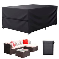 LCGOD Beschermhoes voor tuinmeubelen, 600D Oxford-stof, beschermhoes voor tuintafel, bescherming voor alle weersomstandigheden, voor tafel- en banksets met touw en gesp (230 x 165 x 80 cm)
