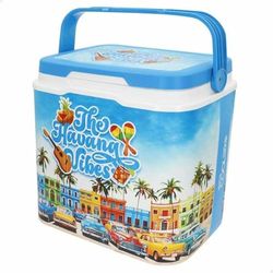 AKTIVE Starre strandkoelkast, 24 l, design Summer Trends, robuuste kunststof, bovenste polyurethaan isolatie, houdt tot 15 uur koud, deksel met veilige sluiting, licht en compact (62395)