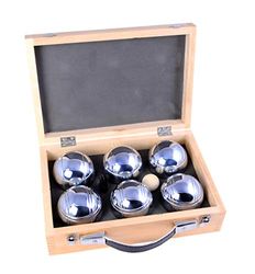 Engelhart - 010205 - Jeu de boules set een mooie Luxe houten boulekoffer voor 3 x 2 verchroomde stalen ballen - Petanque