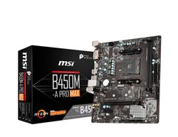 MSI B450M-A PRO MAX Scheda Madre mATX, AM4, DDR4, LAN, USB 3.2 Gen1, M.2, DVI-D, HDMI, AMD RYZEN 1st, 2nd and 3rd Gen Ready