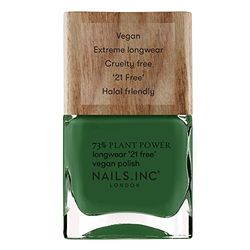 Nails.INC 73% Plant Power Nail Polish, Long Lasting Nail Color Lasts Up to 10 Days, Quick Drying, Cruelty Free, Vegan, 21 Free Formula, Wipe The Slate Green, (14ml)