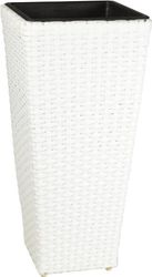 Gartenfreude Cuba para Plantas de polyrattan Marca Incluye Insertos plásticos para el Interior y el Exterior, Blanco, 28 x 28 x 60 cm