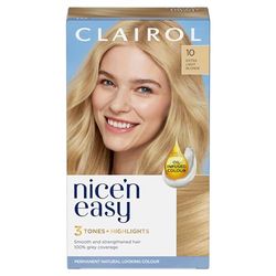 Clairol Nice'n Easy Crème, Natural Looking Oil Infused Permanent Hair Dye, 10 Extra Light Blonde