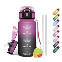HoneyHolly Borraccia 500Ml, Senza BPA & A Prova di Perdita, Borracce con Cannuccia, Reutilizables, Water Bottle Scuola Elementare, Borraccia Motivazionale per Scuola, Palestra, Ufficio, Running