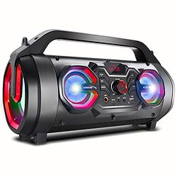 Audiocore AC875 Bazooka Draagbare Bluetooth-luidspreker Boombox 30W (20W + 5Wx2) IPX4 Spatwaterdicht/Radio/microSD/Aux-In/USB/Verlichting/Microfoonpoort/Afstandsbediening