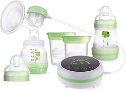 MAM | Tire-lait électrique et manuel – Tire-lait 2 en 1 avec 9 niveaux d’intensité et 5 heures d’autonomie – 2 biberons Easy Start anti-colique et 2 pots de conservation inclus