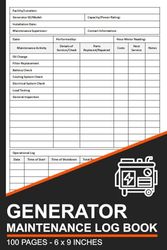 Generator Maintenance Log Book: Generator Repair & Service Tracker | Generator Maintenance Checklist | 100 Pages