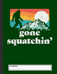 Gone Squatchin'! Funny Bigfoot Mountains Retro Notebook