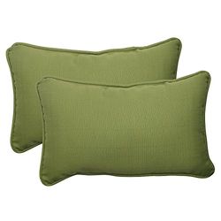 Pillow Perfect Outdoor Forsyth Corded Rectangular Throw Pillow, Verde, Set di 2