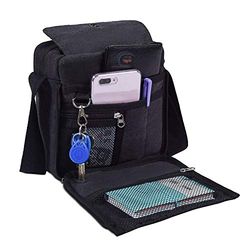dealcase Mens Multifunction Canvas Crossbody Shoulder Bag Outdoor Travel Small Satchel Bag,Multi-pocket Purse Handbag Organizer Bag,Black