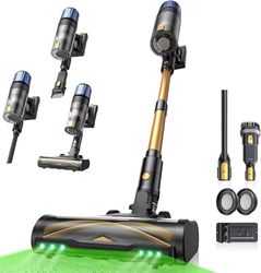 Proscenic P15 Aspiradora sin Cable 580W/50kPa/70Mins, Aspiradora Escoba Vertical Potente con Pantalla Táctile LED, Antienredo y Modo Automático para Suelos/Alfombras/Pelo de Animales