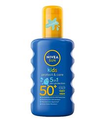 NIVEA SUN Kids Protect & Care Coloured Spray SPF 50+ (200 ml) Sunscreen Spray with SPF 50 Suncream for Kids’ Delicate Skin, Immediately Protects Against Sun Exposure (Pack of 2)