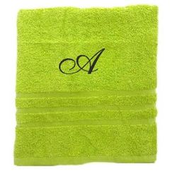 Asciugamano con monogramma personalizzato Asciugamano con monogramma ricamato Lettera Nome Asciugamano personalizzato iniziale Asciugamano in cotone Regalo personalizzato (100 x 50 cm, Verde)