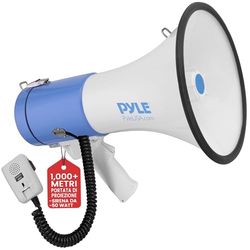 Pyle Megafono con Sirena Integrata, Megafono Portatile 50 Watt, Controllo Volume Regolabile, Portata Fino a 1,097 Metri, Ideale per Sport, Calcio, Basket, Baseball, Fans e Allenatori e Sicurezza
