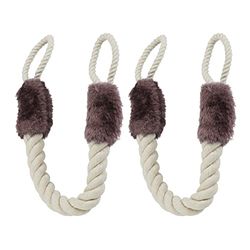 Relaxdays Tope Puerta Cuerda, 2, para Picaporte, Cordel Anticierre, 60 cm, Protección Niños y Mascotas, Beige/Marrón, Algodón, Türkordel Klemmschutz 2er Set Braun