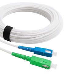 Elfcam - Fiberoptisk kabel/förlängning SC-APC till SC-UPC (optisk strumpeband för Freebox Free - Delta - One - V2 - Mini - Revolution) vit/grön (5M)