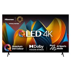 Hisense TV 85 pollici QLED 4K 85E77NQ, Smart TV VIDAA U7, Dolby Vision, HDR 10+, Game Mode Plus, Dolby Atmos, Alexa Built-in, VIDAA Voice, Tuner DVB-T2/S2 HEVC 10, lativù 4K, 85'', 2024 QLED 60Hz
