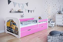 KOCOT KIDS Lit babydreams 2 Rose Camion : TIROIR, Matelas ET Barriere DE SECURITE Inclus 160/80 Jour, Bois d'ingénierie, 1 Personne