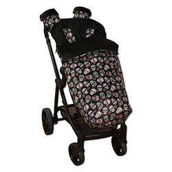 Saco de bebé universal cadeira polar interior luvas de presente correspondente!2 cobre arnês de presente a condizer! Destacável, tecido traseiro 3D, repele a água (Lovely Skull preto)