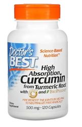 Doctor's Best Curcumina de Alta Absorción con C3 Complex y BioPerine, 500mg - para Bienestar Natural, 120 cápsulas