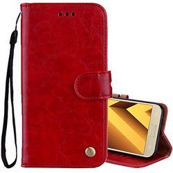 Carcasa de telefono for Sumsung Galaxy A5 (2017) Business Style Funda de Cuero con Textura Horizontal de Cuero con Tapa y Ranuras for Tarjetas y Billetera (Negro) (Color : Rojo)