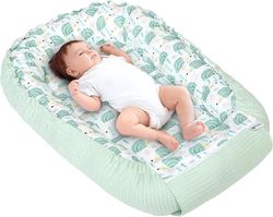 Medi Partners Nido Bebe Recien Nacido Reductor de Cuna - 100x60x15 Portátil o de Viaje de Colecho anticolicos Bilateral Bebés 100% Algodón Gofre (Erizos a la Menta Gofre)