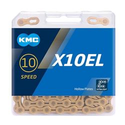 KMC Chain X10EL Ti-N Gold, Titanium Nitride coating 10 speed 114, 1 pcs/box