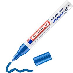 edding 750 marcador de tinta opaca brillante - azul - 1 rotulador - punta redonda 2-4 mm - rotulador brillante efecto lacado para vidrio, piedras, madera, plástico, papel - color permanente
