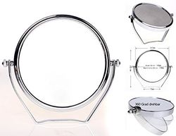 HIMRY KXD3102-10x, KX_TKD3102-10x, design cosmeticaspiegel, 6 inch, 360 graden draaibaar. 2 spiegels: normaal en 10 - vakvergroting, 13 cm ø, verchroomd, zilver
