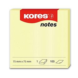 Kores - Bloc de notas adhesivas (75 x 75 mm, 12 bloques, 100 notas), color amarillo