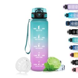Grsta Borraccia Bambini, 500ml Borraccia Bambini, Borraccia Filtrante Senza Perdite, Borraccia Motivazionale con Scala Temporale, Facile da Pulire, Borraccia per Scuole, Uffici, Campeggi, Palestre
